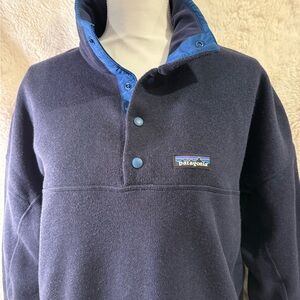 Patagonia Men's Snap Pullover Better Sweater Fleece Kangaroo Pocket Navy Blue XL